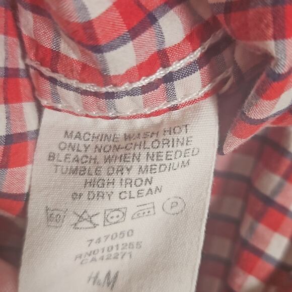 H&M L.O.G.G Fitted Collar Button Down Plaid Shirt Sz Medium - Picture 10 of 11